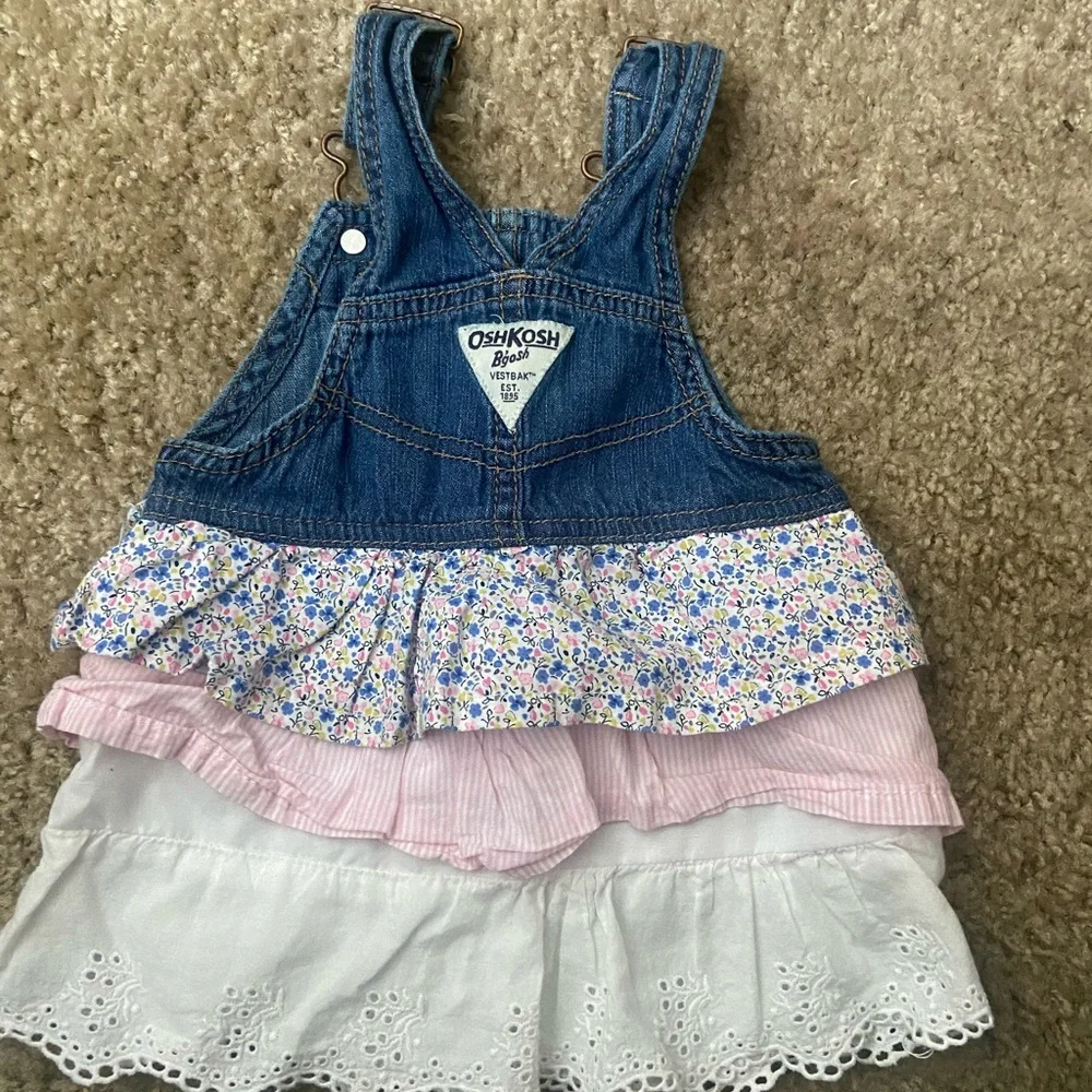 OshKosh B'gosh Denim Floral Ruffle Skirt 9m